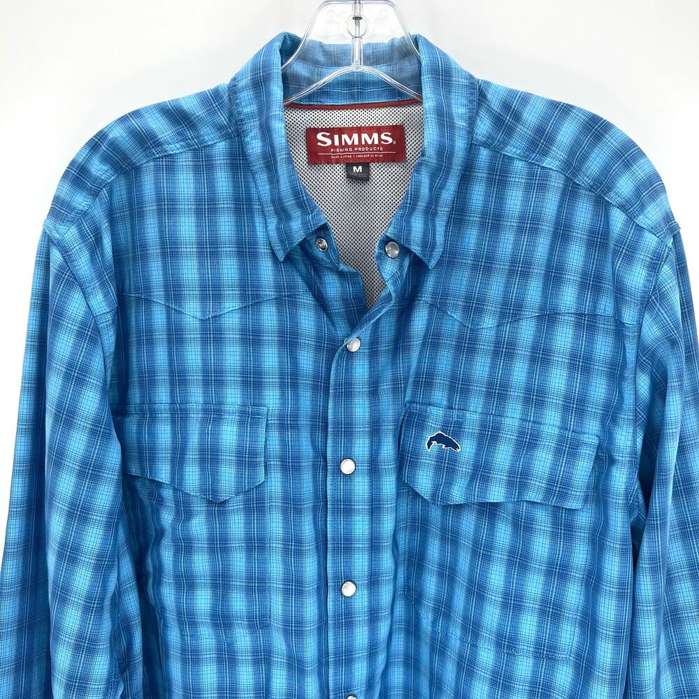 SIMMS fishing products vented button front zipped pockets men’s shirt - Picture 2 of 9
